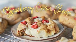 Strawberry Cream Cheese Cookies recipe🍓| คุกกี้ครีมชีสสตรอว์เบอร์รี่ | ซับไทย | #softcookies