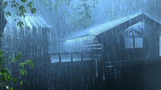 Relieve Stress to Fall Asleep Fast with Powerful Rain &amp; Heavy Thunder Sounds on Metal Roof at Night