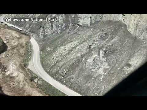 Video from the air shows extensive damage at Yellowstone National Park following rain and floods