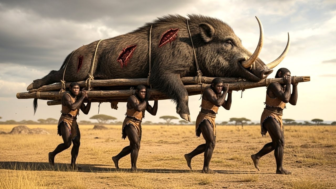 Life 3.2 Million Years Ago | The Giant Saber-Tusked Boar Encounters Homo Habilis