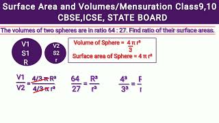 The volumes of two spheres are in ratio 64:27.find ratio of their surface areas.