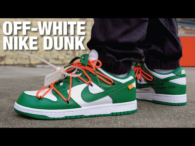 OFF WHITE Nike Dunk Low Pine Green & FEET - YouTube