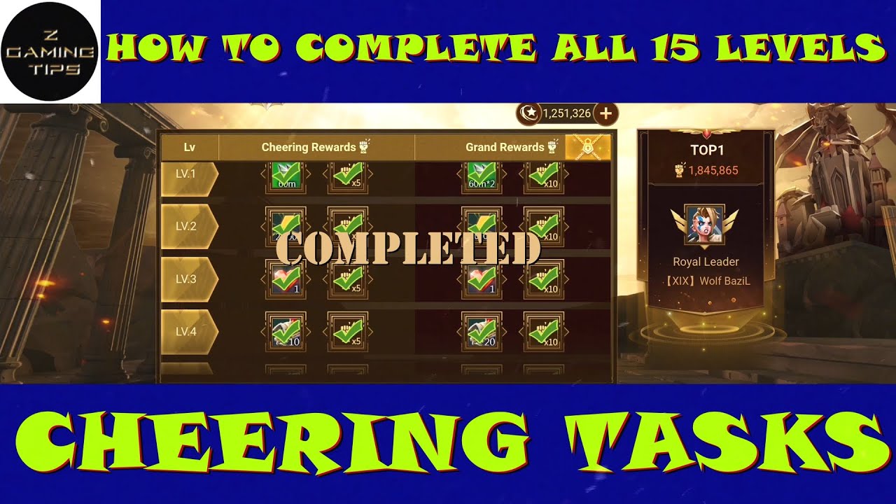 How to complete all 15 levels of Cheering Tasks | Behold our legend ...