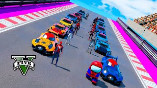 Challenge Among and Spidermans collection GTA 5 Mods ! Коллекция Человека Паука на Мега Рампе !