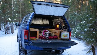 Winter Truck Camping with My Dog in The Snow