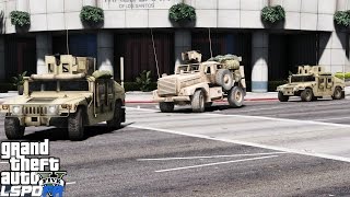 LSPDFR Police Mod 442 | Military Patrol | 3 Humvee's Escorting An Armored Military Personnel Carrier