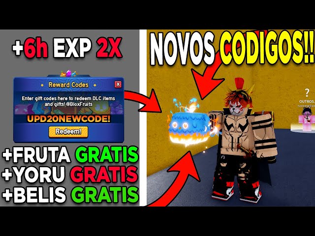NOVOS CÓDIGOS!! BLOX FRUITS UPD 20 +FRUTA GRATIS + YORU +EXP 2X no ROBLOX BLOX  FRUITS (NEW CODES) 