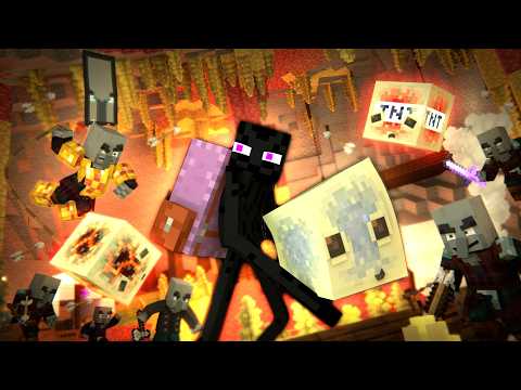 SULFUR CUBE ARMY - Enderman vs Pillager Army - Chaos Cubed Animation (Minecraft Movie Animation)