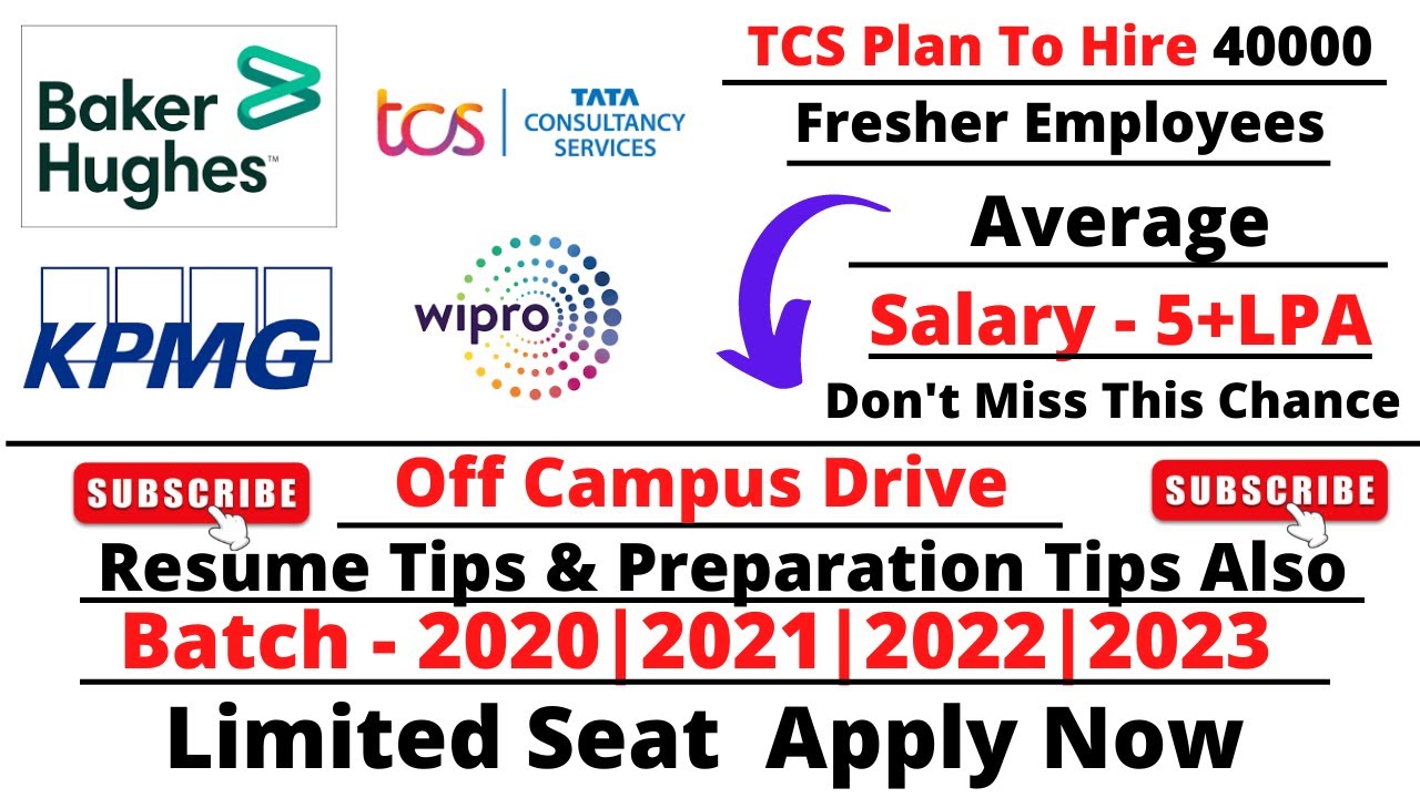 Off Campus Drive | TCS Plan To Hire 40,000 freshers |Batch - 2019|2020|2021|2022|2023 |No %criteria