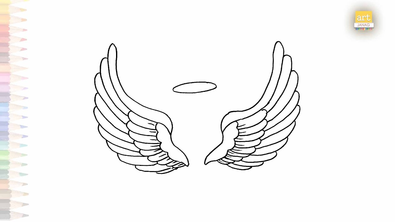 Angel white wings drawing Easy drawing videos How to draw Angel