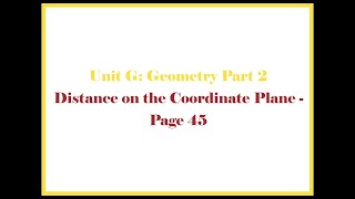 Unit G 6 Distance on the Coordinate Plane - Mr. Morgan's Math Help