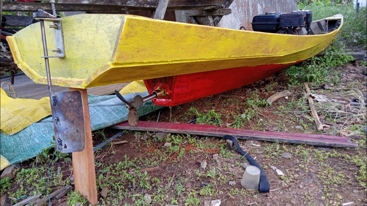 Самодельная деревянная лодка с мотором для рыбалки | Как сделать лодку для рыбалки #ketinting