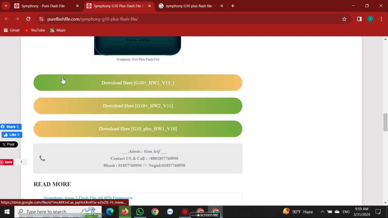 Symphony G10 Plus Flash File Download Link in Description