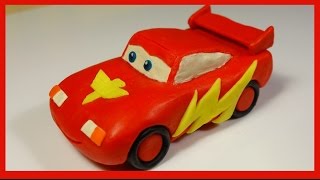 :      . Car Lightning McQueen made of plasticine.