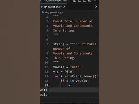Vowels and Consonants Count | Python Program | #coding #status #python ...