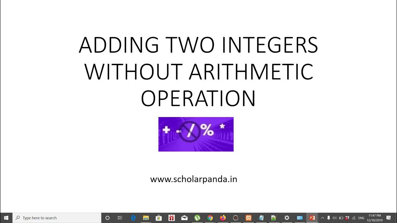 Addition of two integers without using any arithmetic operation - YouTube