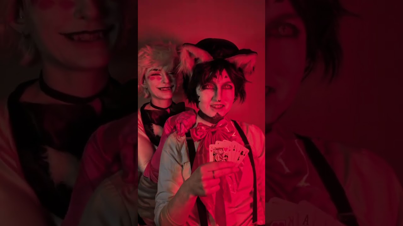 Husk blows Angel Dust - Hazbin Hotel in Real Life - Huskerdust cosplay