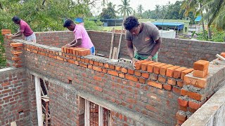 Roof Level BrickWork Techniques_First Floor Roof BrickWall Perfect Build with Cement|Roof Brickwork