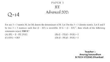 JEE Advanced 2021 Math Paper 1 (Q 14) solution | IIT JEE Maths| #jeeadvanced2021 #projecteducation