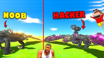 UPGRADING NOOB DRAGON into HACKER MECHA DRAGON in Animal Revolt Battle Simulator with SHINCHAN CHOP