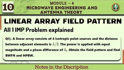 10 Linear Array Field Pattern1 IMP Problems Module 4 | 7th Sem Microwave & Antenna ECE VTU