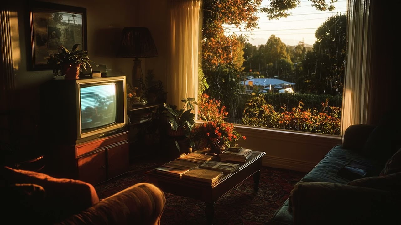 Childhood Evenings Remembered 🌧️ Old TV in a Quiet Living Room for Sleep & Calm