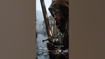 Through cobbled streets and watchful eyes, the knight walks among his people. #knight #aiart #sora