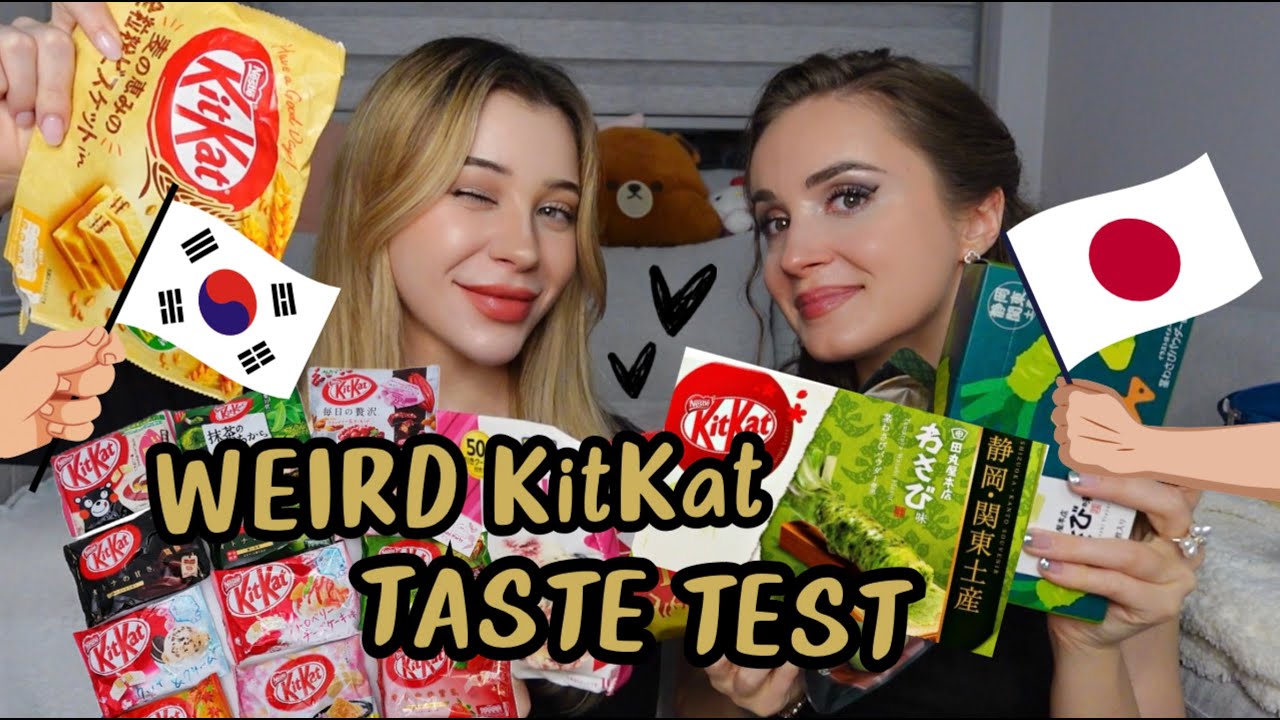 Ochutnávka Japonských KitKat příchutí 🇯🇵 Sakura, Wasabi, Pivo | Eliška&Vendy