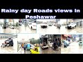 Rainy day water spilled on the road  heavay traffic jam water spilled rain season in peshawar