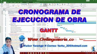 CRONOGRAMA DE AVANCE FÍSICO DE OBRA (GANTT)  PROJECT 2019.