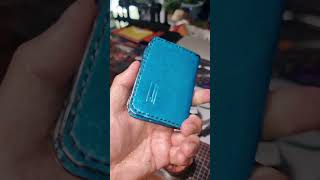 Tattooed Samurai Sushi Cat Leather Wallet 🔥 Handcrafted Blue Full Grain Leather EDC
