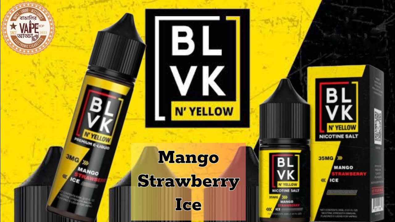 BLVK N' YELLOW Mango Strawberry Ice Reciew | TOBACCO FREE NIC SALT | 