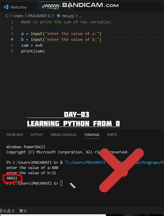 Day-03 || Print The Sum Of Two Variables In Python || # ...