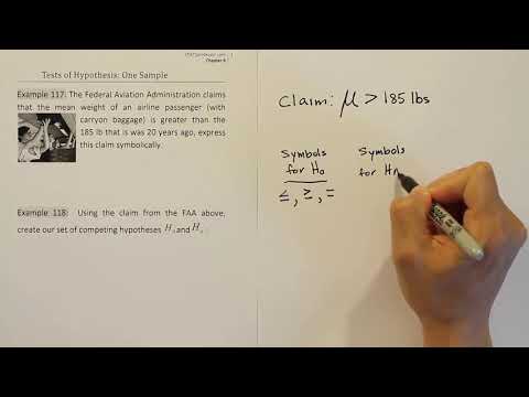 Hypothesis Testing: the null and alternative hypotheses , examples 117 & 118
