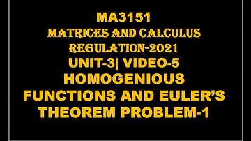 HOMOGENEOUS FUNCTIONS AND EULER