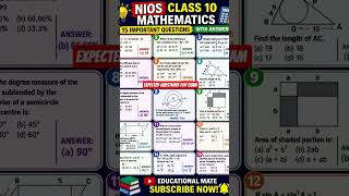 NIOS Class 10 Maths 📚 | 15 Important Questions with Answers 🔥 | Exam तैयारी 2026
