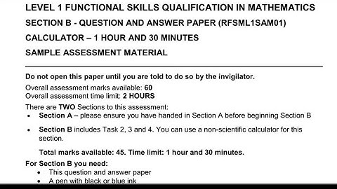 Level 1 Functional Skills Maths Practice Paper Part B Calculator Open Awards