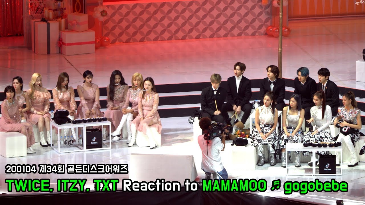 200104  TWICE, ITZY, TXT Reaction to MAMAMOO ♬ gogobebe @제34회 골든디스크어워즈 4K 직캠 ~ by무명