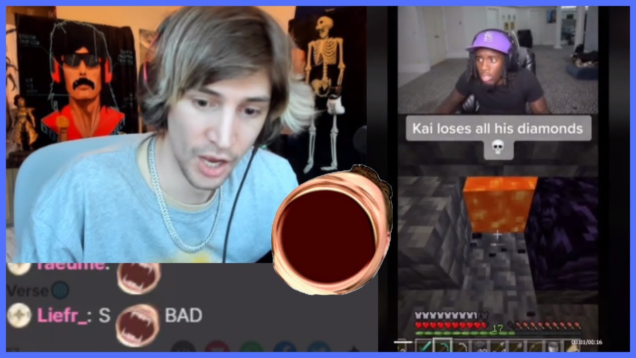 xQc reacts to Kai Cenat losing all his diamonds in Minecraft - YouTube