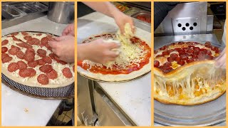 Making Of Double Stacked Cheese Pizza | American Street Food | Food ASMR