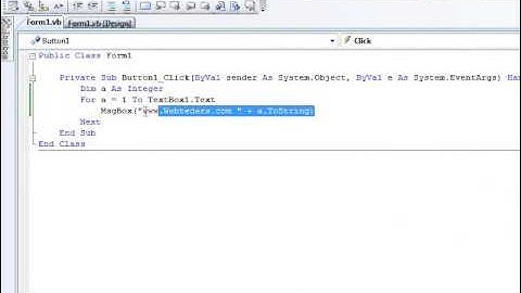 Visual Basic For Next Loop