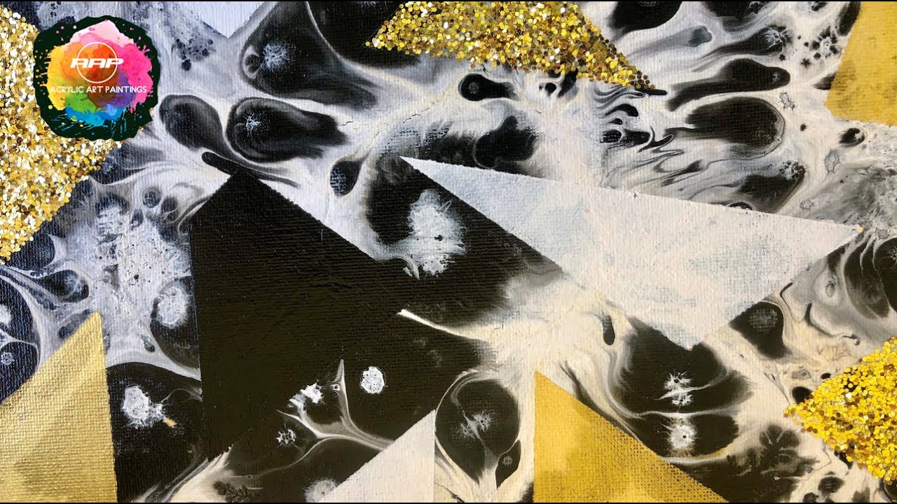 Secreto Fácil para Células Instantaneas Pouring Blanco Negro y Glitter.  Arte Fluido. (239)