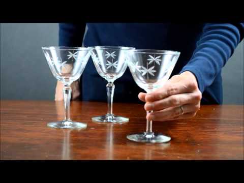 Crystal Elegant Stemware Glasses with Flower Etching