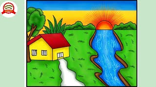 Información Village scenary drawing / river drawing step by step Actualización