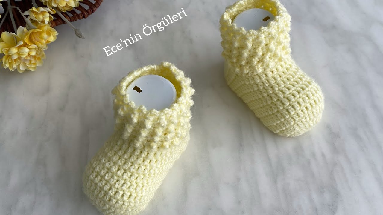 Crochet chickpea pattern baby socks/Kız ve Erkek Bebek için Tığ işi Nohut Model Bebek Çorabı /3-6 ay