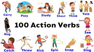 100 Action Verbs / Daily Life English Vocabulary / English Action Verbs / Kids Educational Topic