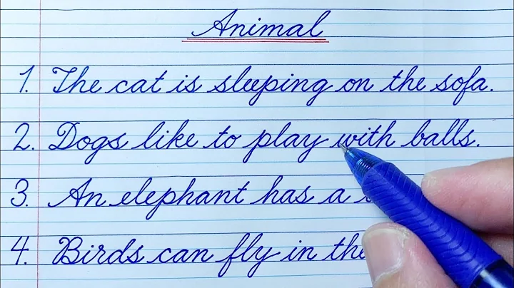 Cursive writing practice | 10 Simple English Sentences about Animals | Cursive handwriting practice