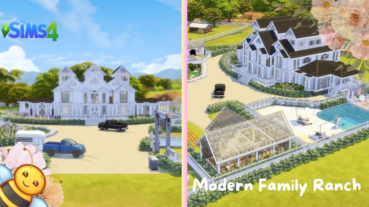 🌸 The Sims 4 | Huge Modern Ranch Build | Part 1| Speed build | No CC