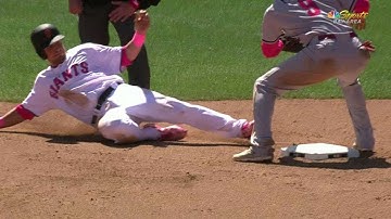 CIN@SF: Panik safe at second after overturned call