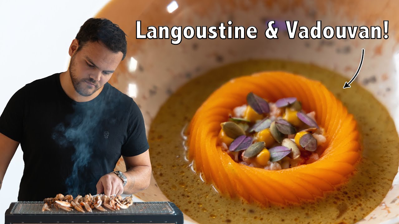 Barbecued Langoustine Vadouvan  Butternut Squash Dish Fine Dining Christmas Menu Special